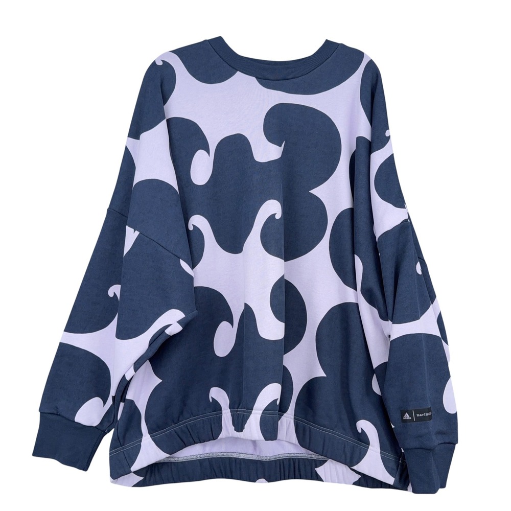 Adidas Marimekko Sweatshirt Womens 4X Pullover Blue Purple Abstract Floral